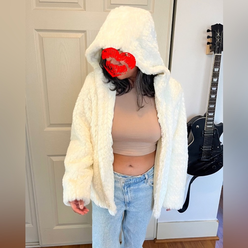 Alpine studio white faux fur jacket